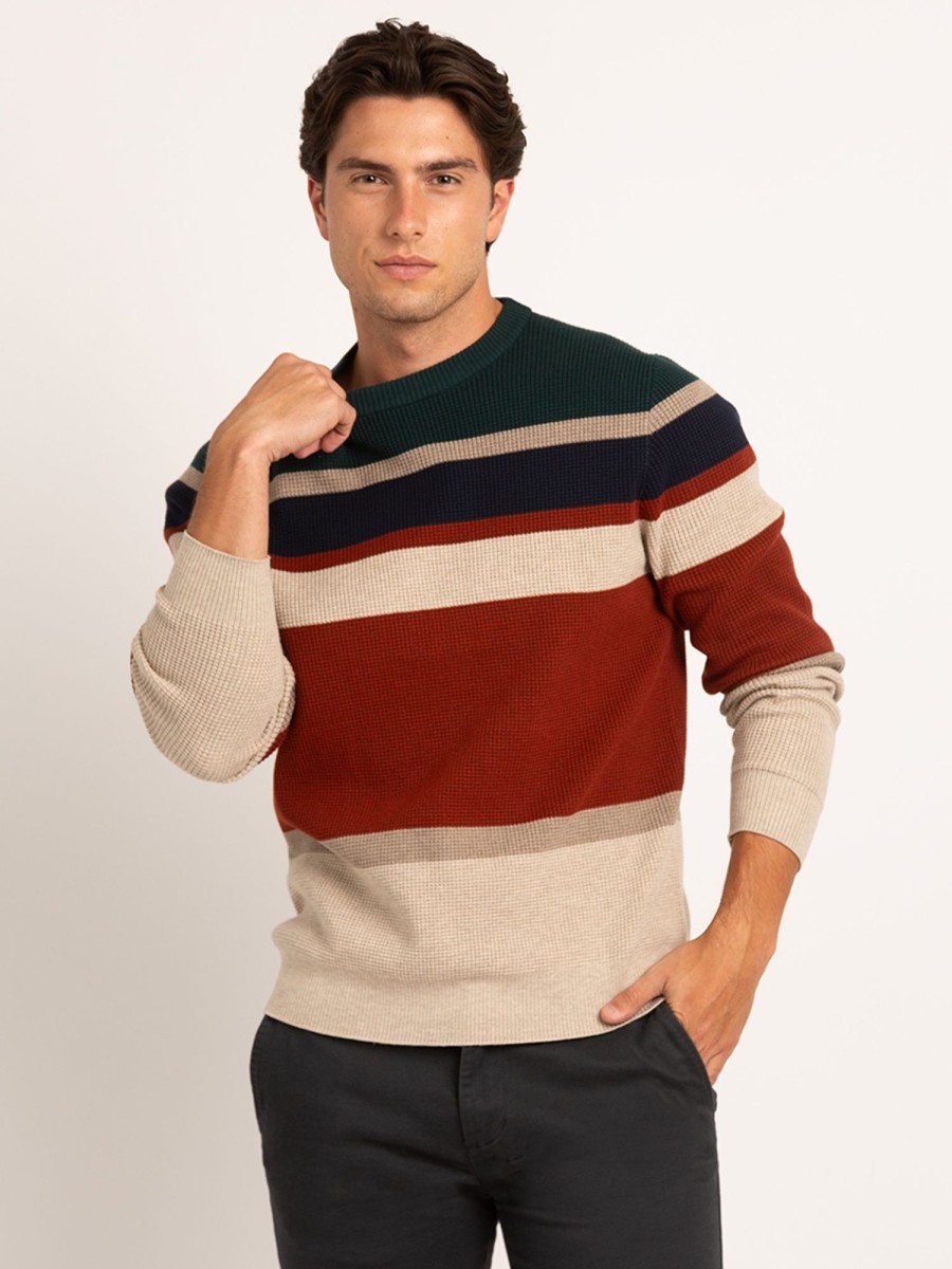 Men DISTILLERY Hoodies & Sweaters | Austin Waffle Stitch Crewneck