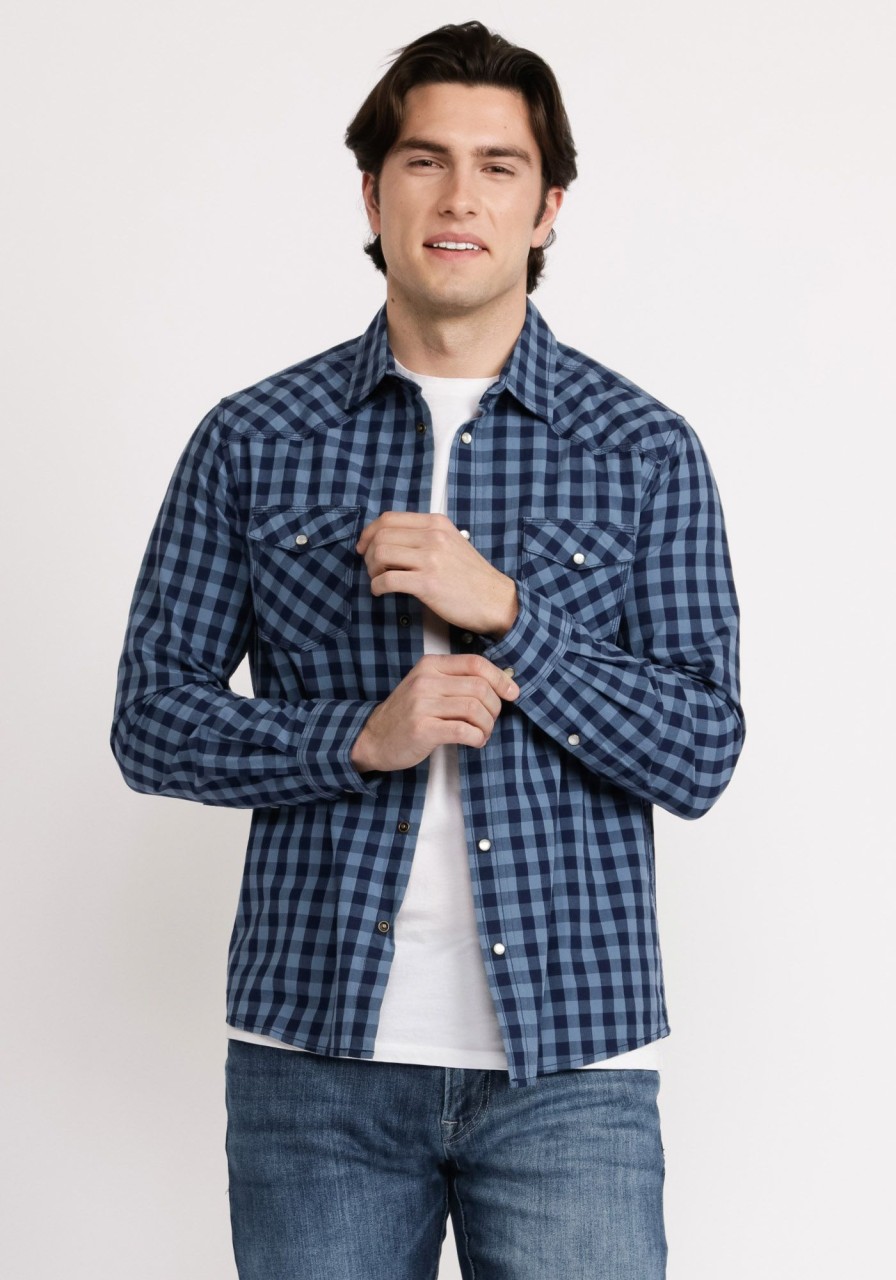 Men DISTILLERY Shirts | Snake Snap Pocket Long Sleeve Shirt