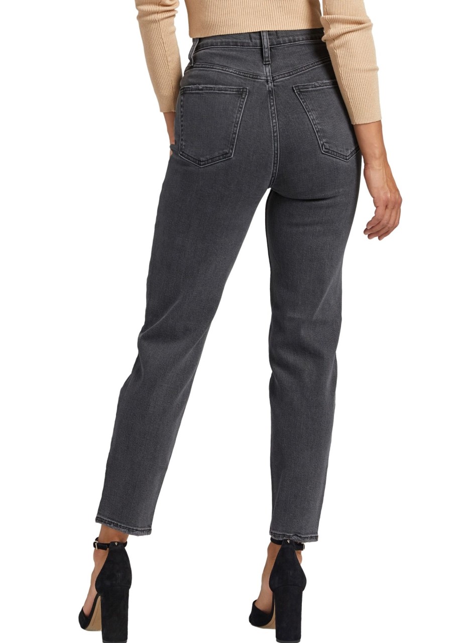 Women SILVER Straight Jeans | High Rise Slim Straight Leg Jeans