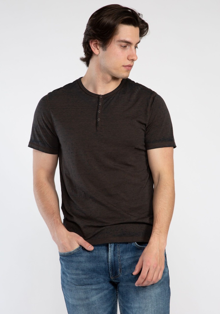 Men DISTILLERY T-Shirts | Angus Henley Burnout Tee