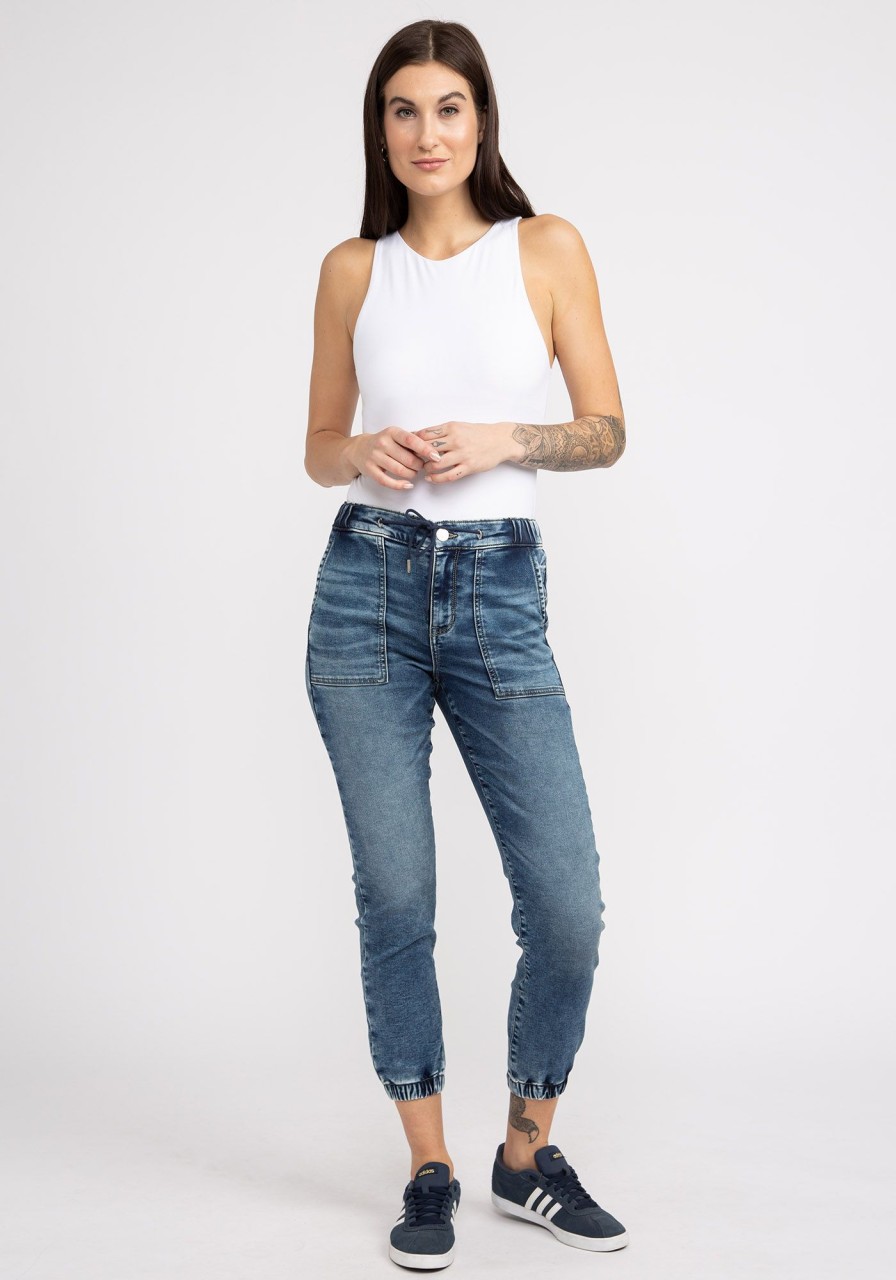 Women BOOTLEGGER | High Rise Knit Denim Joggers