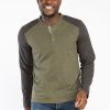 Men BURNSIDE Long Sleeve T-Shirts | Colour Block Henley Long Sleeve Shirt