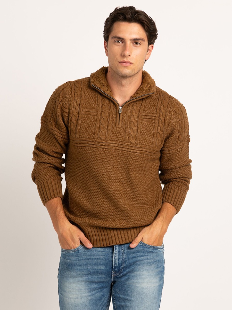 Men PROJEK RAW Hoodies & Sweaters | 1/4 Zip Mock Neck Sweater