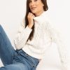 Women CLOTH Sweaters & Cardigans | Mock Neck Cable Popover